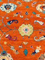 Rust Orange Oushak Hand-Knotted Wool Rug – Custom Made