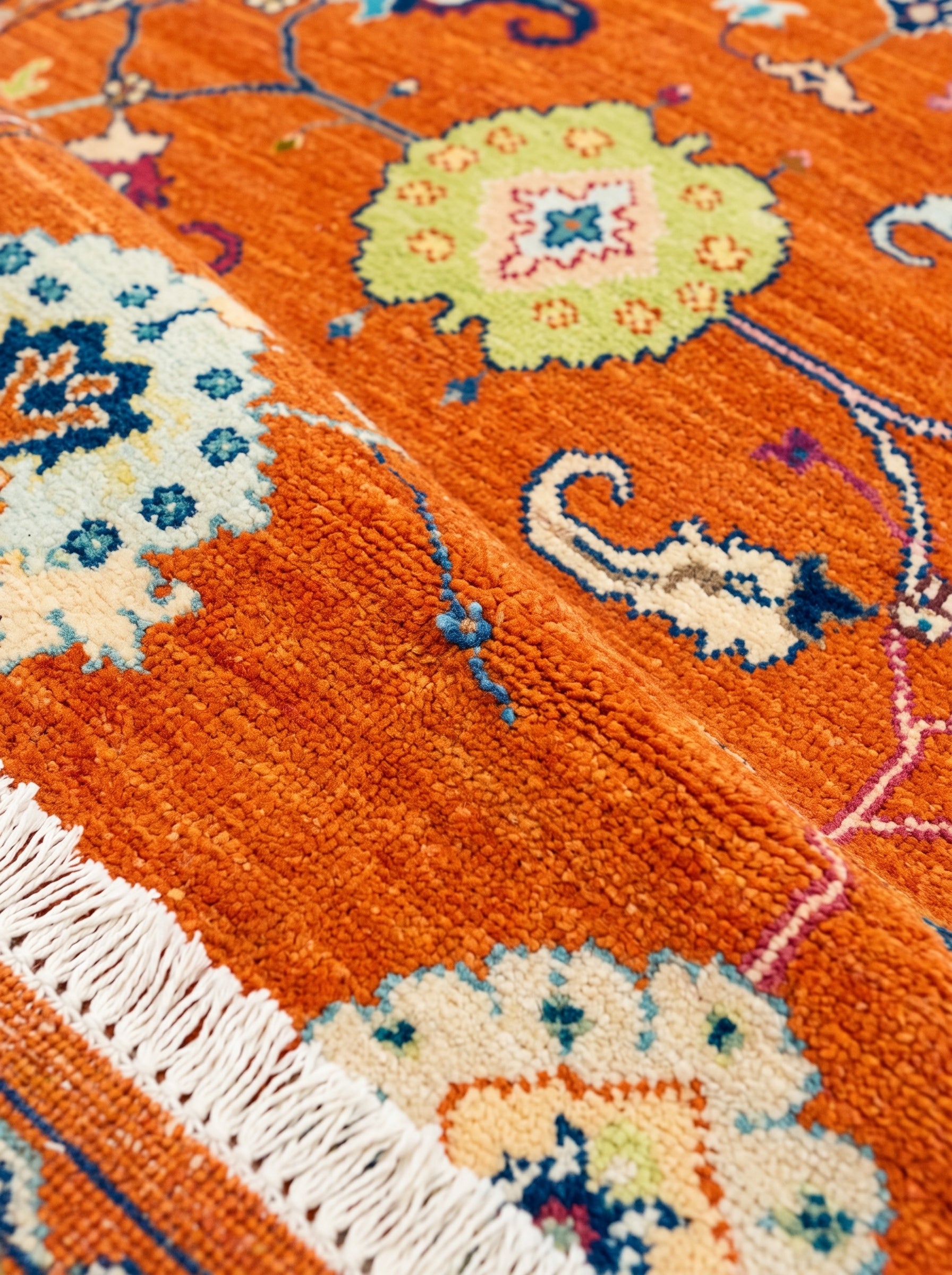 Rust Orange Oushak Hand-Knotted Wool Rug – Custom Made