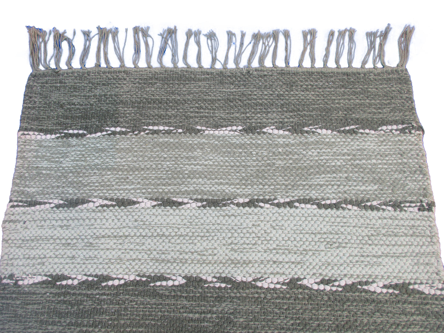 3.0x2.0 Feet Handwoven Multicolor Striped Area Rug with Fringe