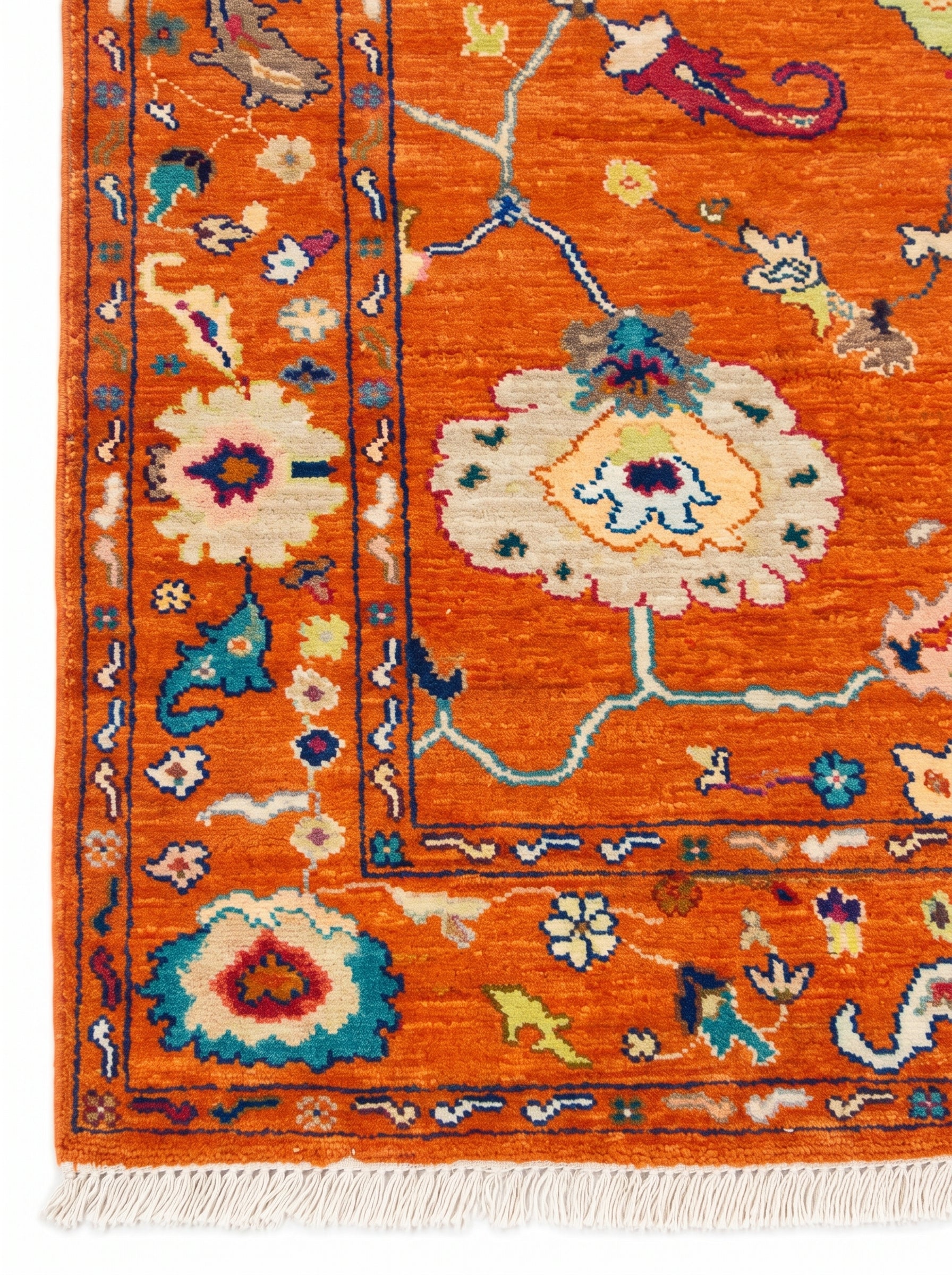 Rust Orange Oushak Hand-Knotted Wool Rug – Custom Made