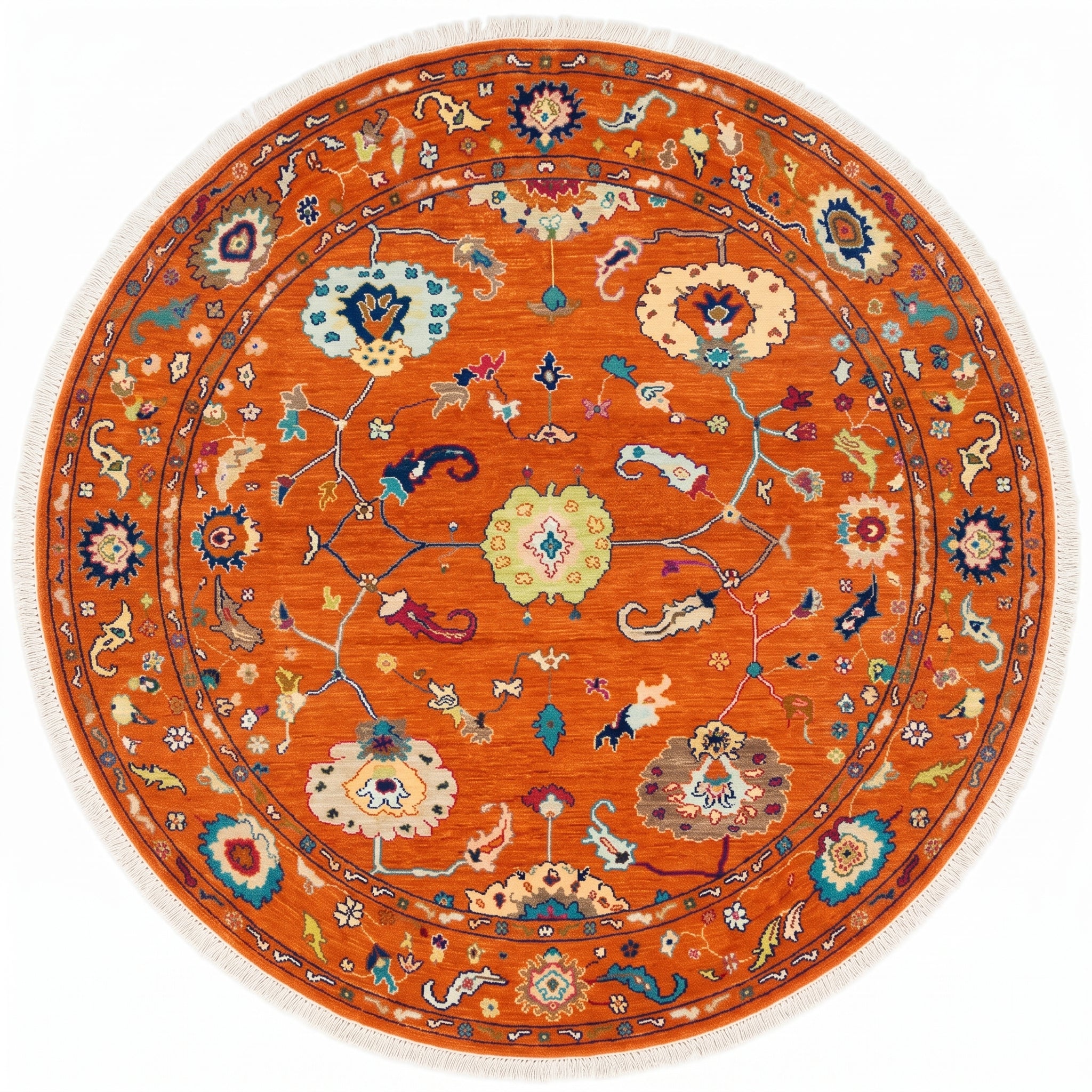 Rust Orange Oushak Hand-Knotted Wool Rug – Custom Made