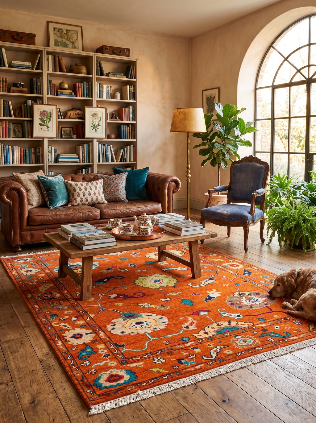 Rust Orange Oushak Hand-Knotted Wool Rug – Custom Made