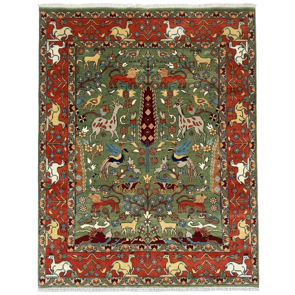 Green Animal Garden Hand-Knotted Wool Rug – Vanraj, Custom Made