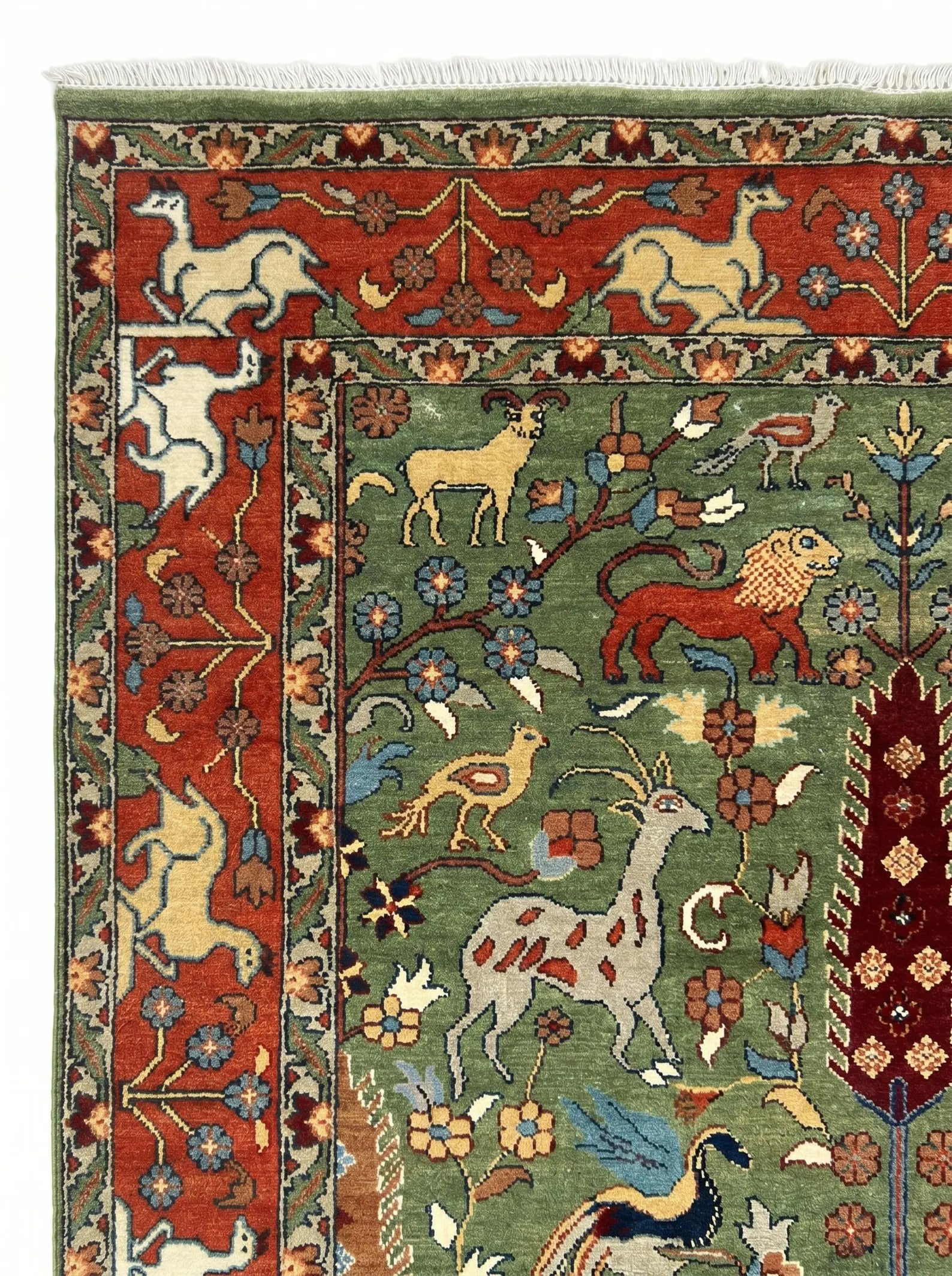 Green Animal Garden Hand-Knotted Wool Rug – Vanraj, Custom Made