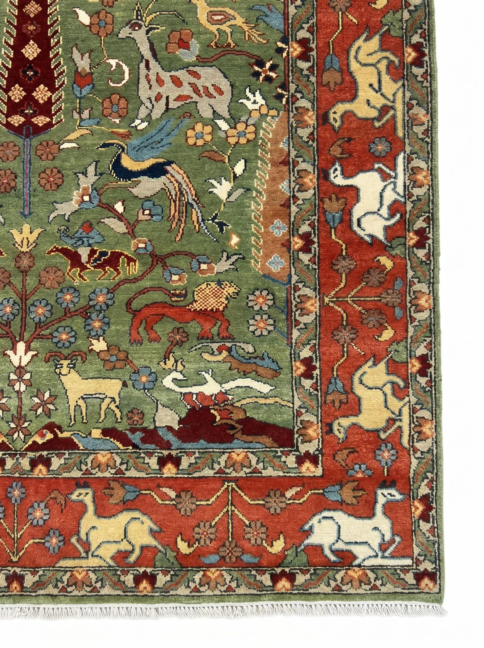 Green Animal Garden Hand-Knotted Wool Rug – Vanraj, Custom Made