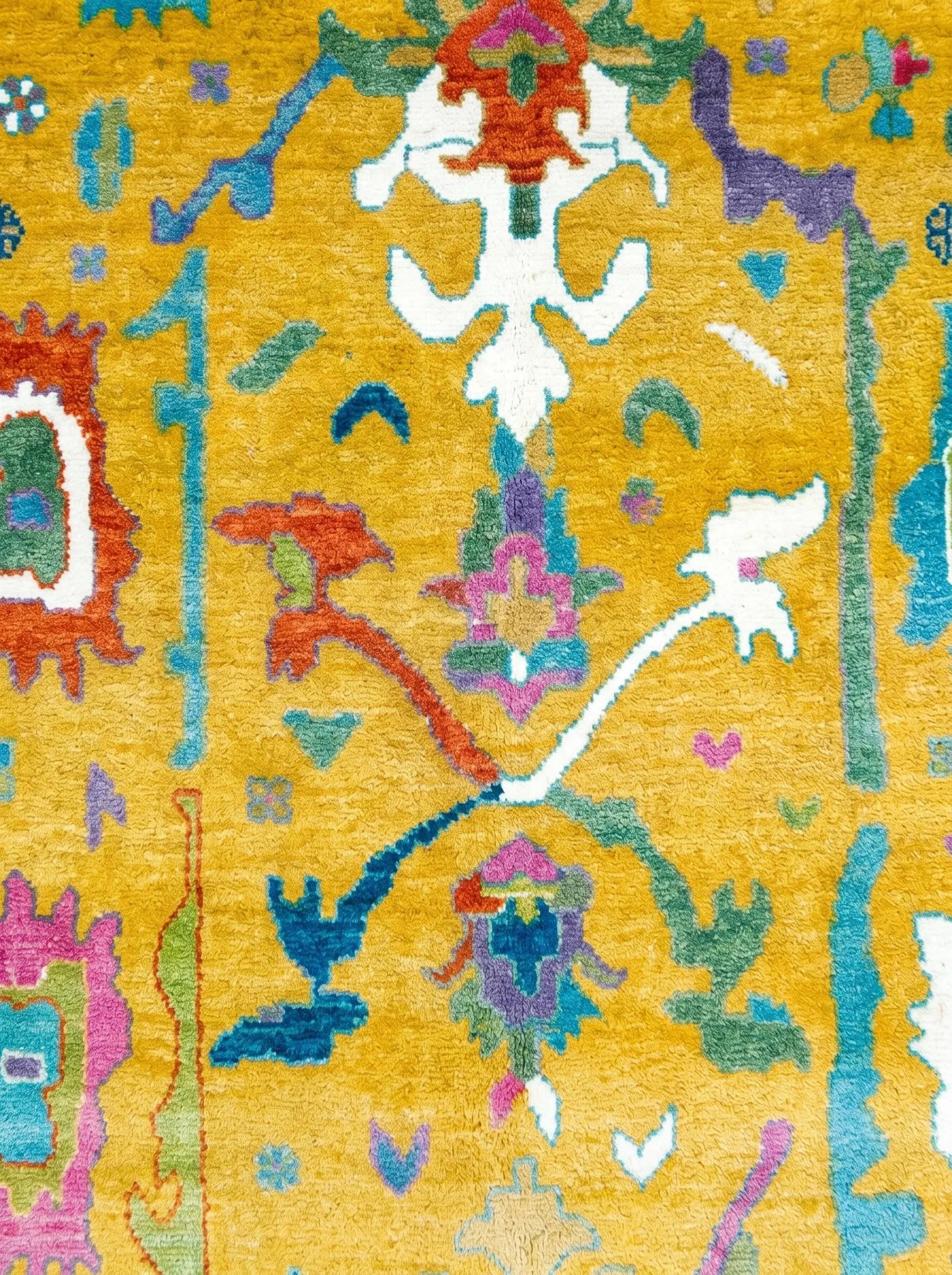 Mustard Yellow Oushak Hand-Knotted Wool Rug – Custom Made