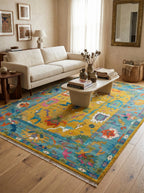 Mustard Yellow Oushak Hand-Knotted Wool Rug – Custom Made