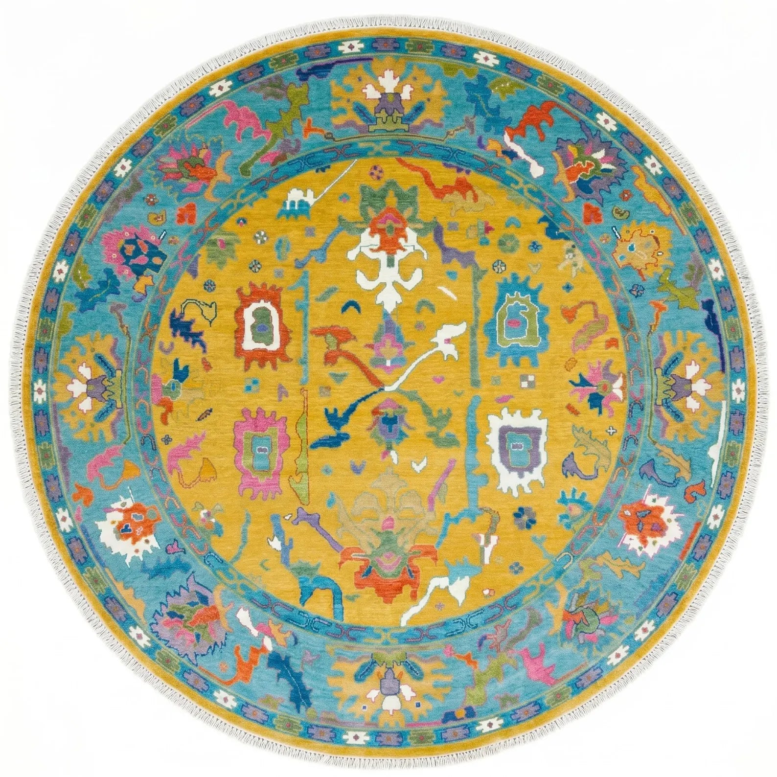 Mustard Yellow Oushak Hand-Knotted Wool Rug – Custom Made