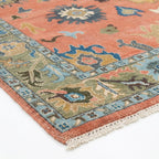 Coral Botanical Oushak Hand-Knotted Wool Rug – Gulbahar Haveli, Custom Made