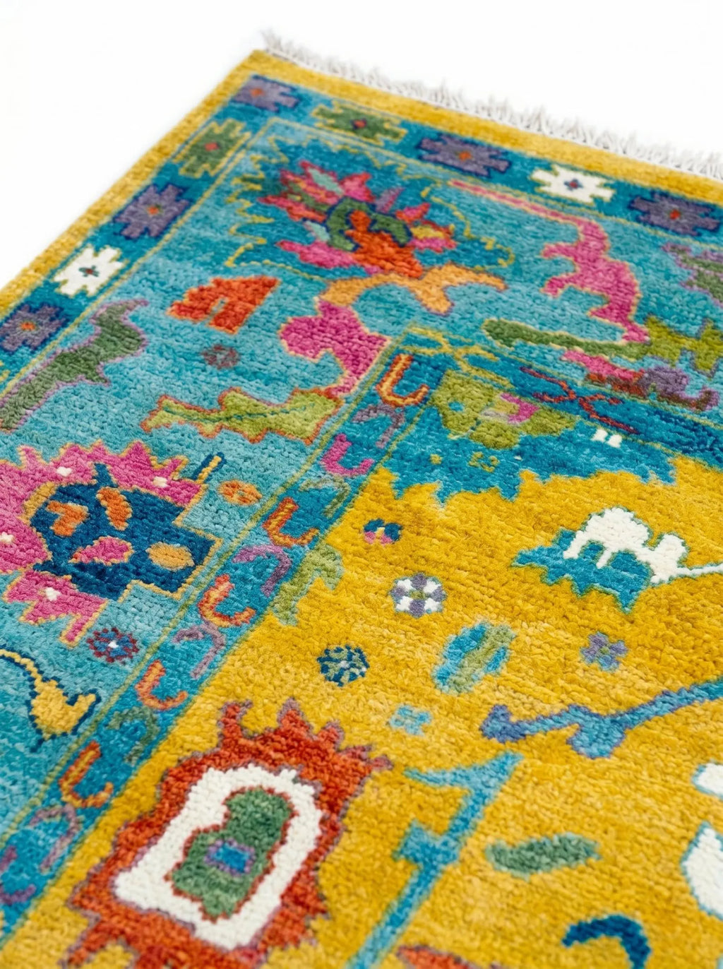 Mustard Yellow Oushak Hand-Knotted Wool Rug – Custom Made