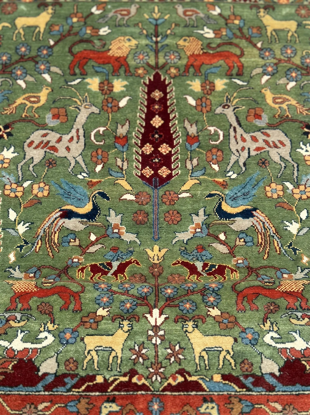 Green Animal Garden Hand-Knotted Wool Rug – Vanraj, Custom Made
