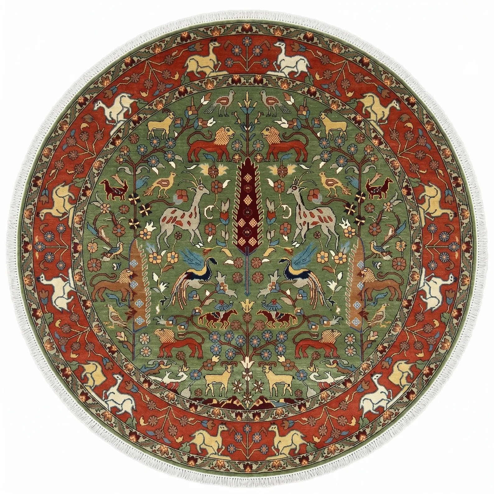 Green Animal Garden Hand-Knotted Wool Rug – Vanraj, Custom Made