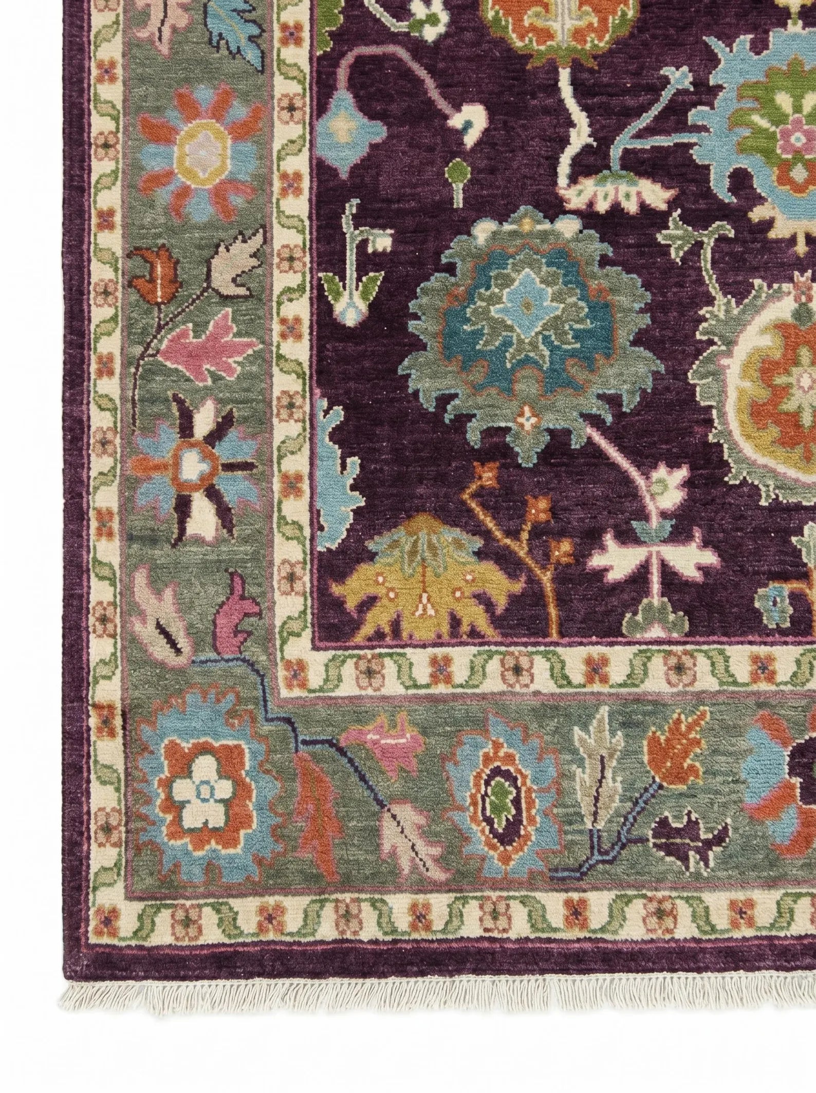 Plum Oushak Hand-Knotted Wool Rug – Custom Made