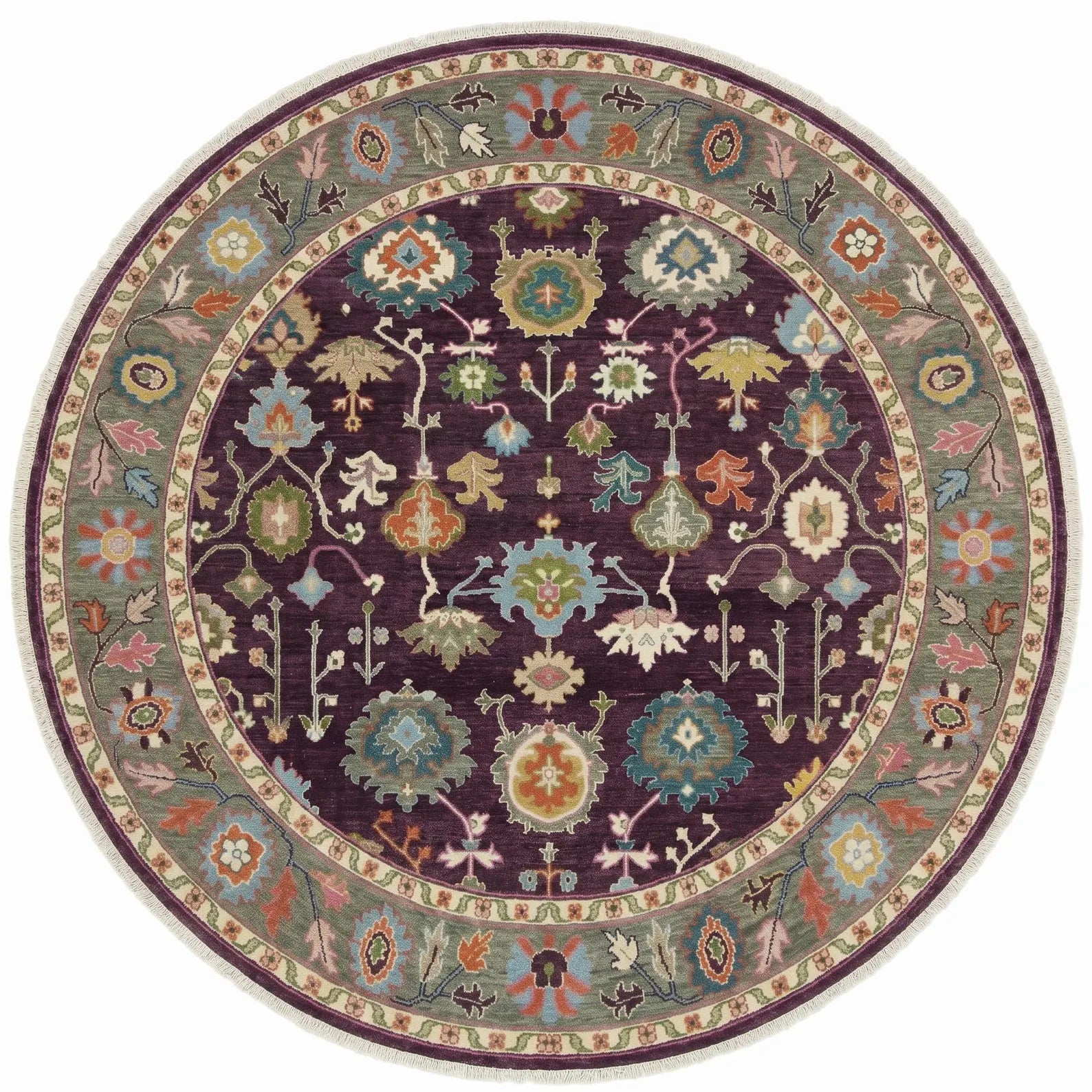 Plum Oushak Hand-Knotted Wool Rug – Custom Made