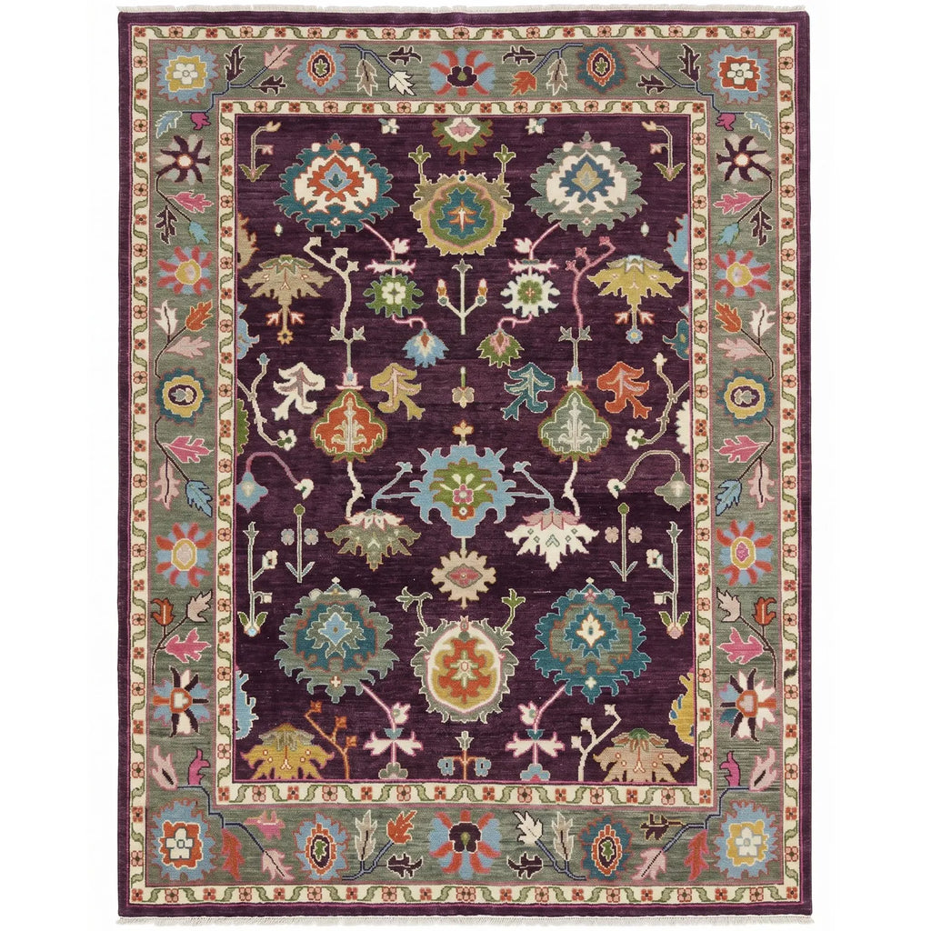 Plum Oushak Hand-Knotted Wool Rug – Custom Made