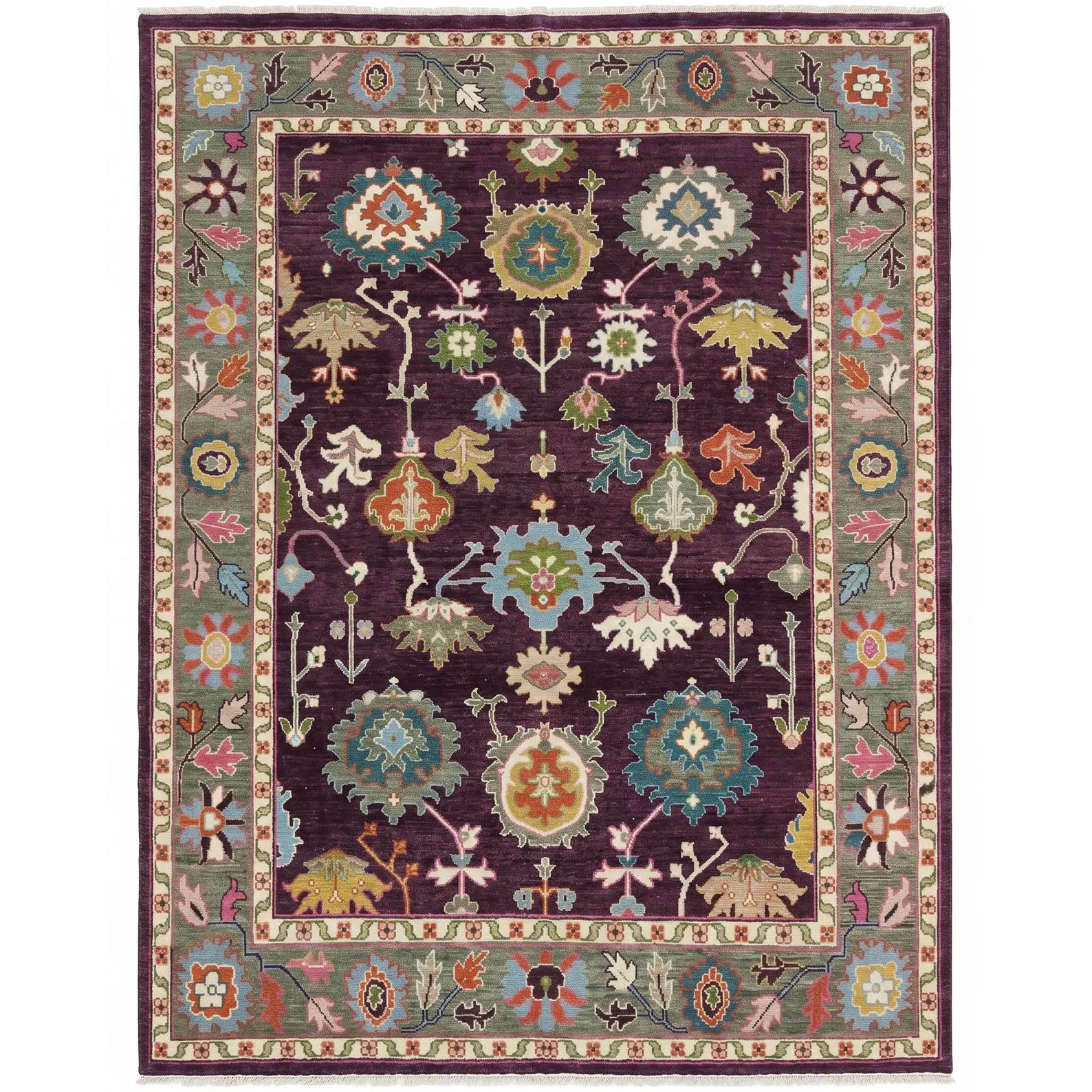 Plum Oushak Hand-Knotted Wool Rug – Custom Made