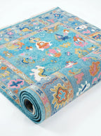 Turquoise Blue Oushak Hand-Knotted Wool Rug – Custom Made