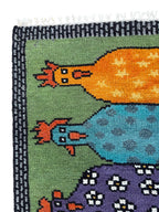Colorful Hen Hand-Knotted Wool Runner Rug – Rangili, Custom Made