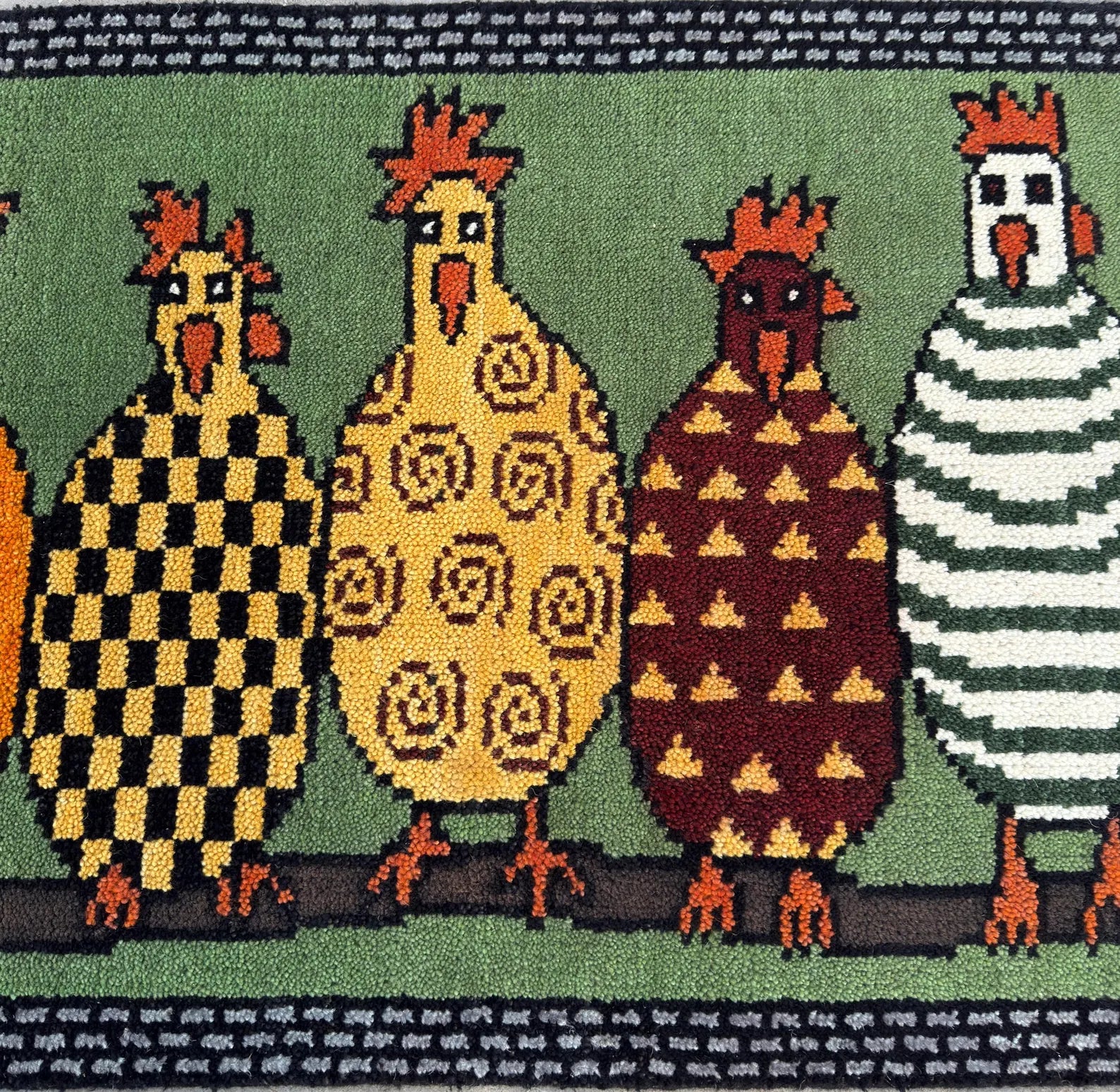 Colorful Hen Hand-Knotted Wool Runner Rug – Rangili, Custom Made