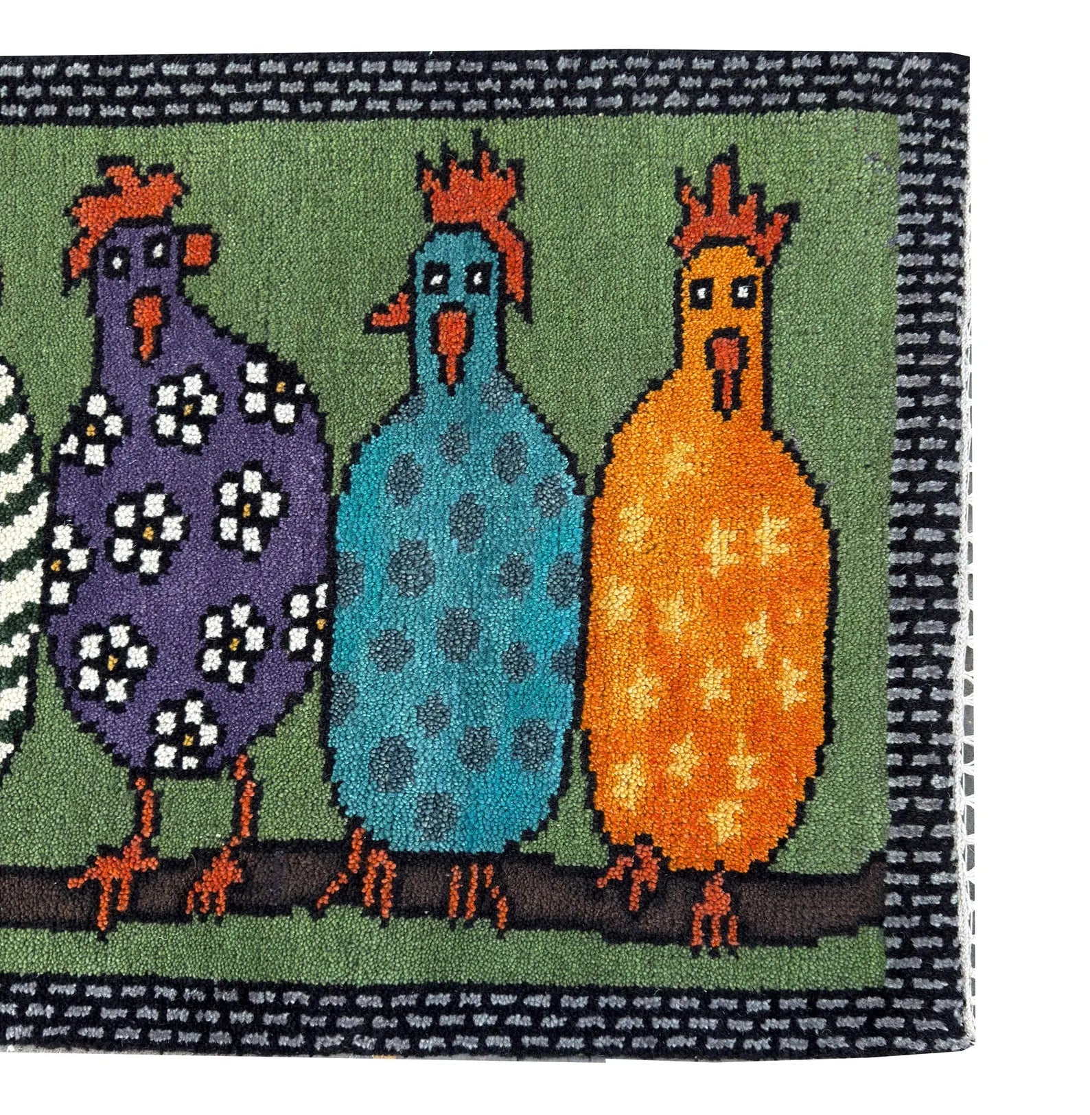 Colorful Hen Hand-Knotted Wool Runner Rug – Rangili, Custom Made
