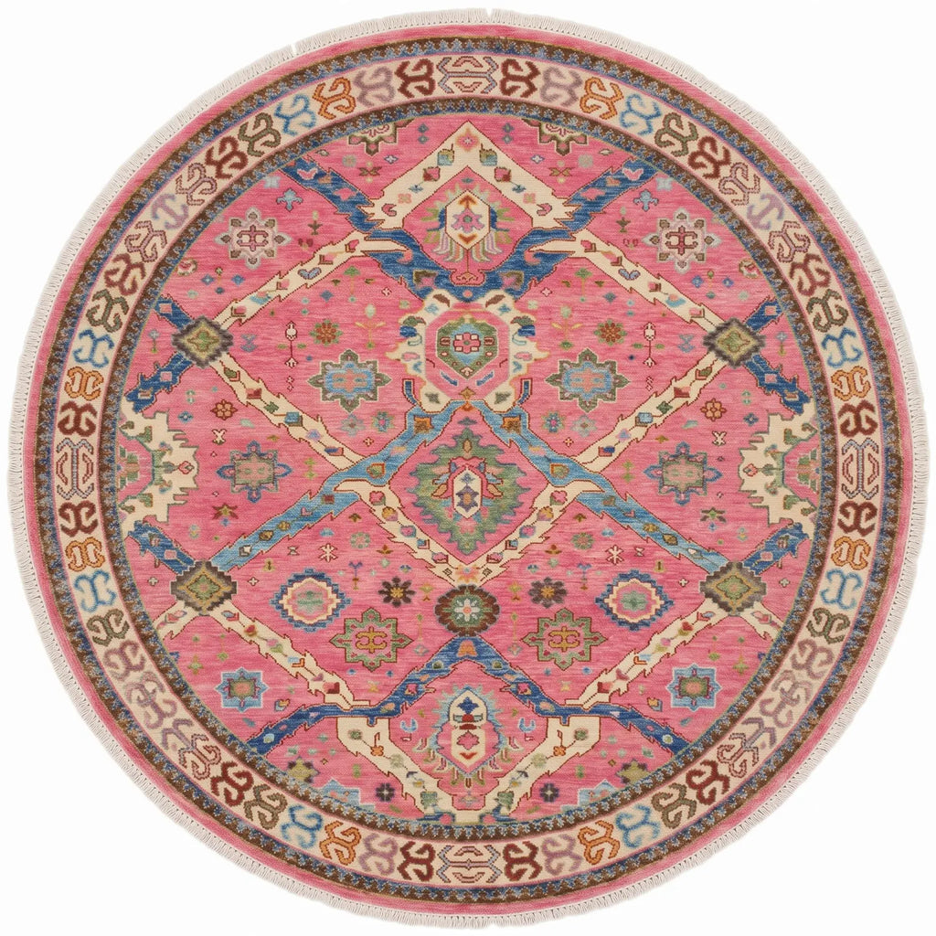Pink Diamond Oushak Hand-Knotted Wool Rug – Custom Made