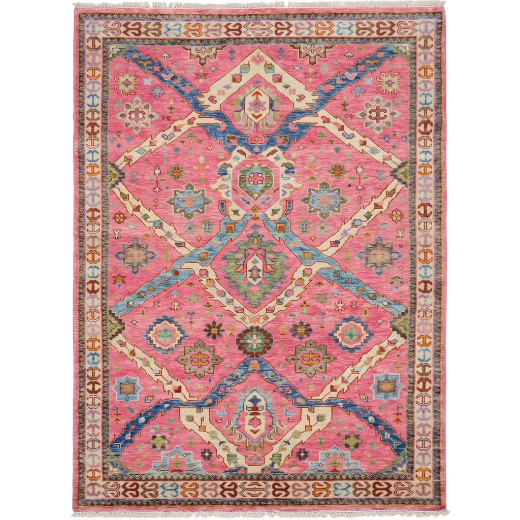 Pink Diamond Oushak Hand-Knotted Wool Rug – Custom Made