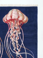 Navy Jellyfish Hand-Knotted Wool Rug – Sagarika, Custom Made