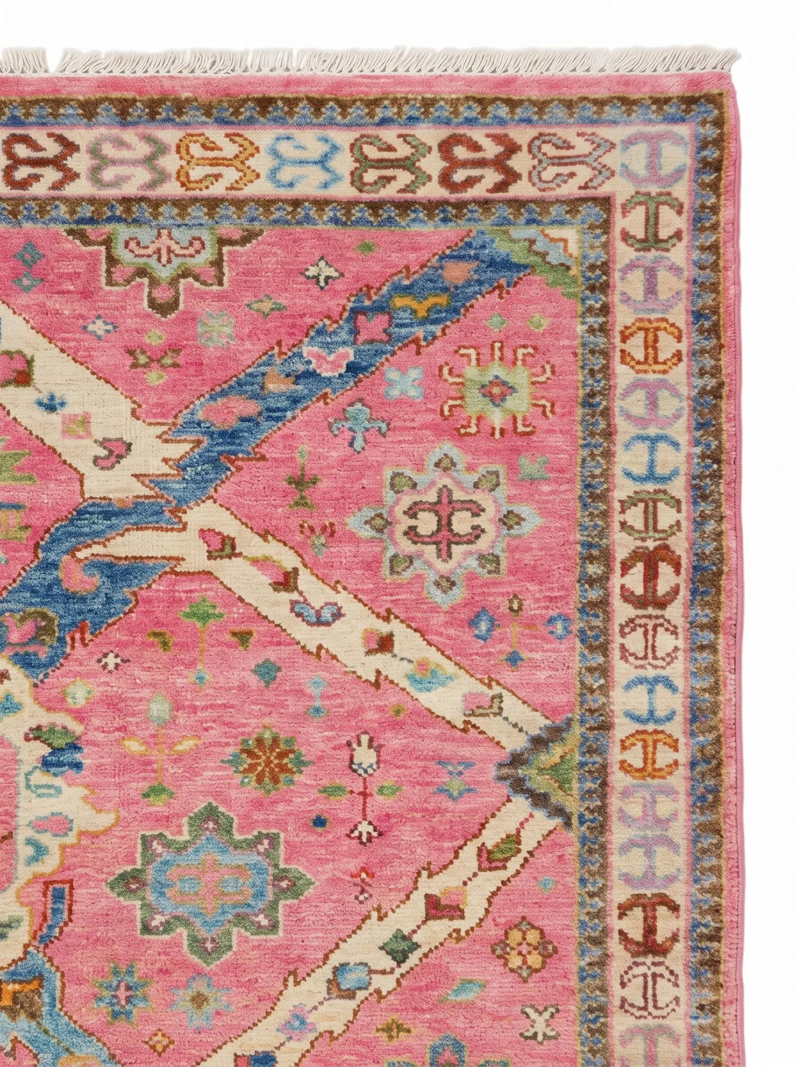 Pink Diamond Oushak Hand-Knotted Wool Rug – Custom Made